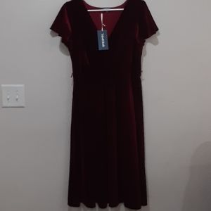 Modcloth burgandy velvet midi dress